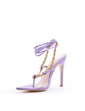 Mixed-material heeled sandal