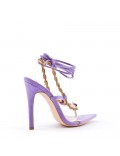 Mixed-material heeled sandal