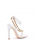 Mixed-material heeled sandal