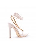 Mixed-material heeled sandal