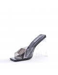 Mixed-material heeled sandal