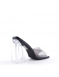 Mixed-material heeled sandal