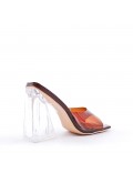 Mixed-material heeled sandal