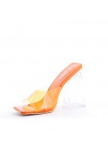 Mixed-material heeled sandal