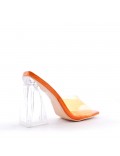 Mixed-material heeled sandal