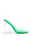 Mixed-material heeled sandal