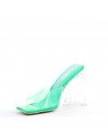 Mixed-material heeled sandal