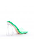 Mixed-material heeled sandal