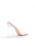 Mixed-material heeled sandal