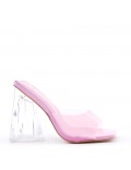 Mixed-material heeled sandal