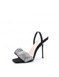 Mixed-material heeled sandal