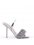 Mixed-material heeled sandal