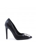 Women's faux leather heeled pumps