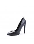 Women's faux leather heeled pumps