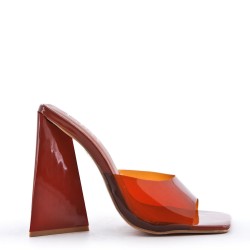 Mixed-material heeled sandal