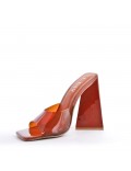 Mixed-material heeled sandal