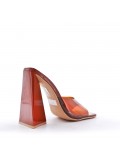 Mixed-material heeled sandal