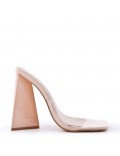 Mixed-material heeled sandal