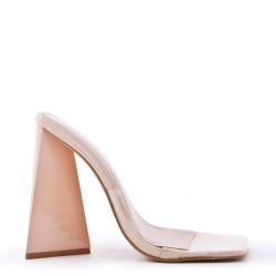 Mixed-material heeled sandal