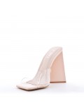 Mixed-material heeled sandal