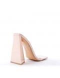 Mixed-material heeled sandal