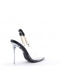 Mixed-material heeled sandal