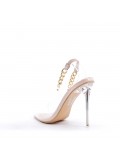 Mixed-material heeled sandal