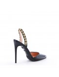 Mixed-material heeled sandal