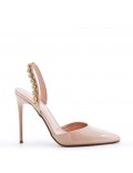 Mixed-material heeled sandal