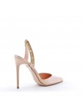 Mixed-material heeled sandal