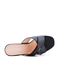 Sandale à talon en simili cuir