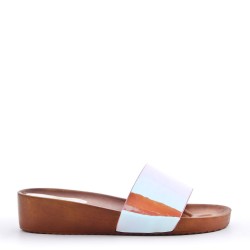 Sandale plat en mix matière pour femme