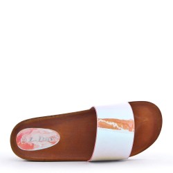 Sandale plat en mix matière pour femme
