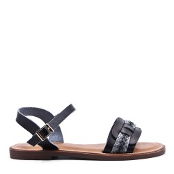 Flat sandals in faux leather for women