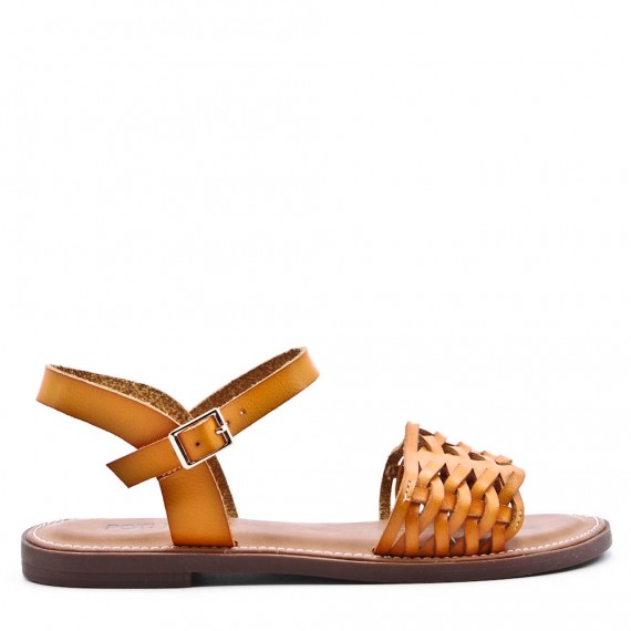 Flat sandals in faux leather for women