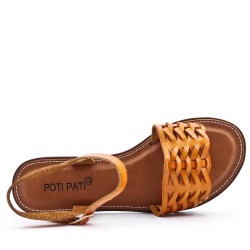 Flat sandals in faux leather for women