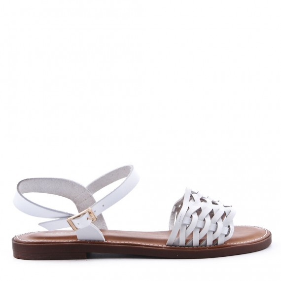 Flat sandals in faux leather for women