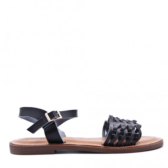 Flat sandals in faux leather for women