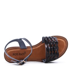 Flat sandals in faux leather for women