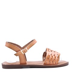 Flat sandals in faux leather for women