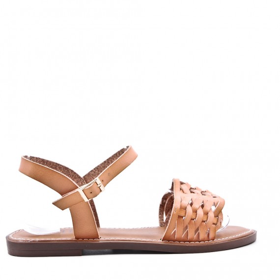 Sandale plat en simili cuir pour femme