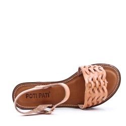 Flat sandals in faux leather for women