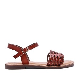 Flat sandals in faux leather for women