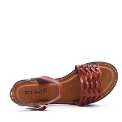 Flat sandals in faux leather for women