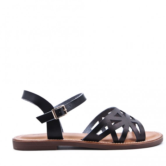 Flat sandals in faux leather for women