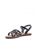 Flat sandals in faux leather for women