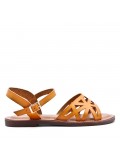 Flat sandals in faux leather for women