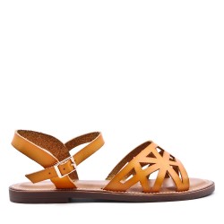 Flat sandals in faux leather for women