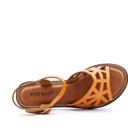 Flat sandals in faux leather for women