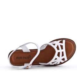 Flat sandals in faux leather for women